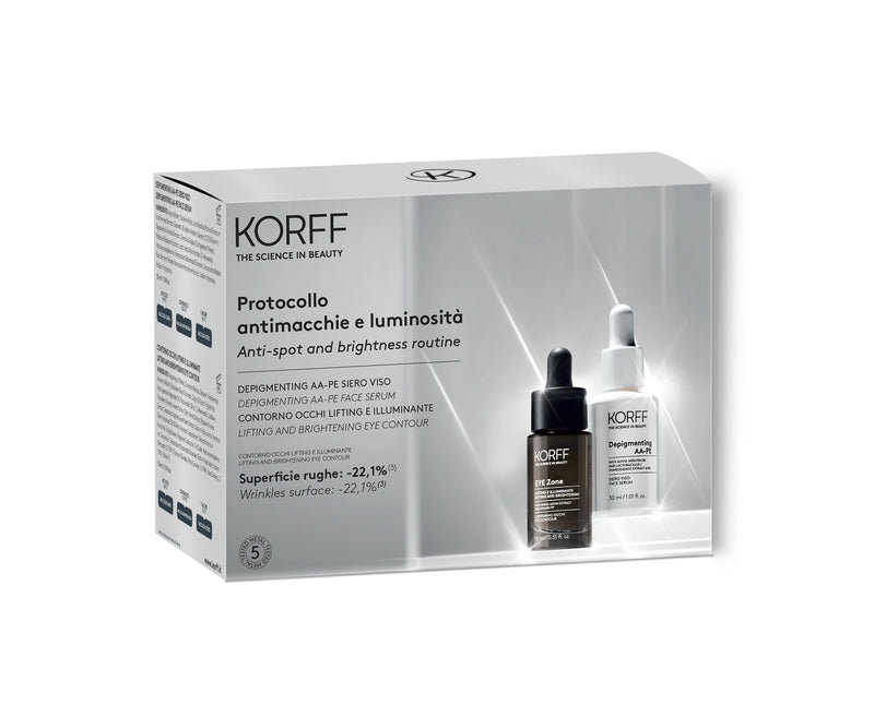 PROTOCOLLO ANTIMACCHIE E LUMINOSITA' - DEPIGMENTING AA-PE SIERO VISO + EYE ZONE CONTORNO OCCHI LIFTING E ILLUMINANTE